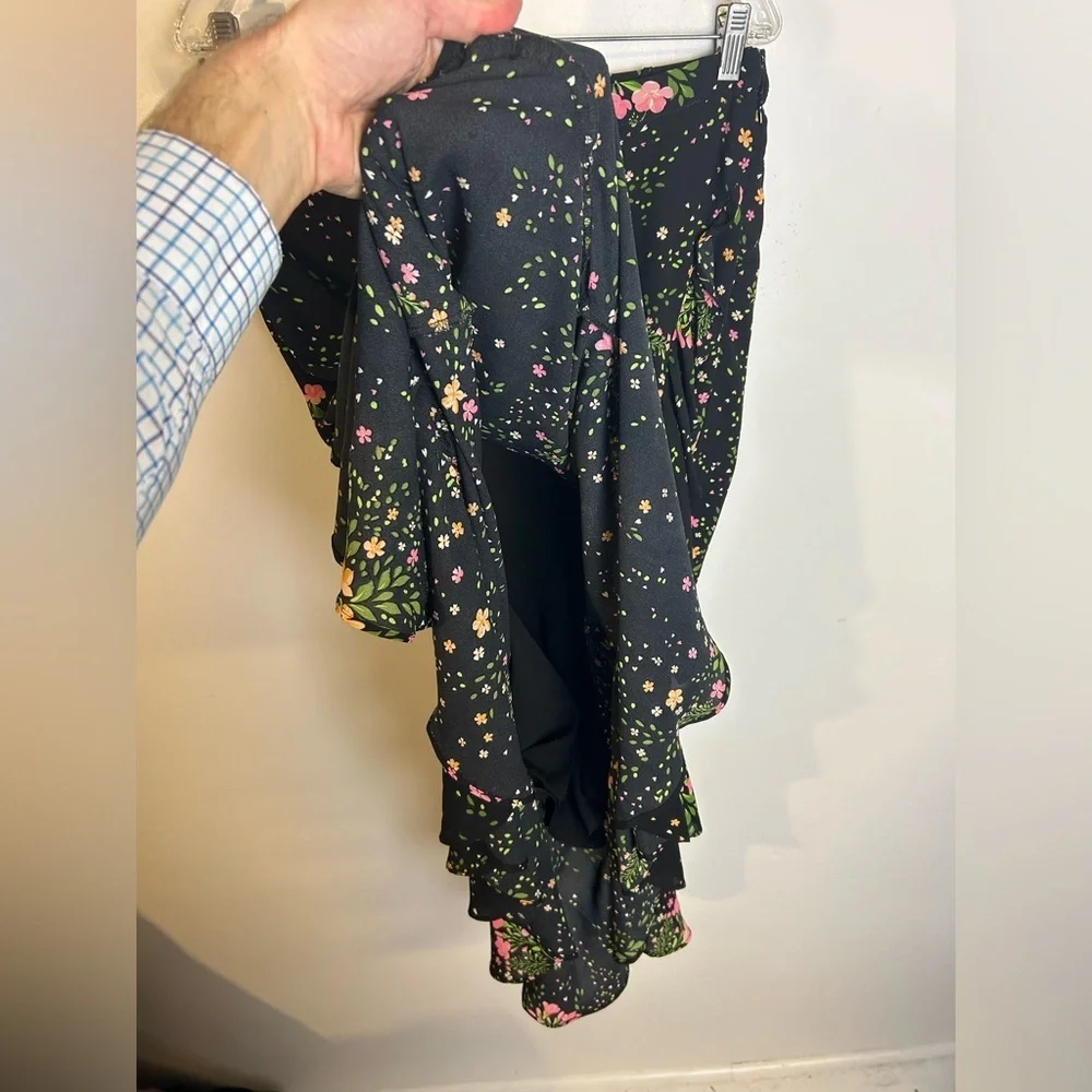 Investments‎ Floral Midi Skirt Size M Fairy Asymmetrical Chic Romantic Coquette